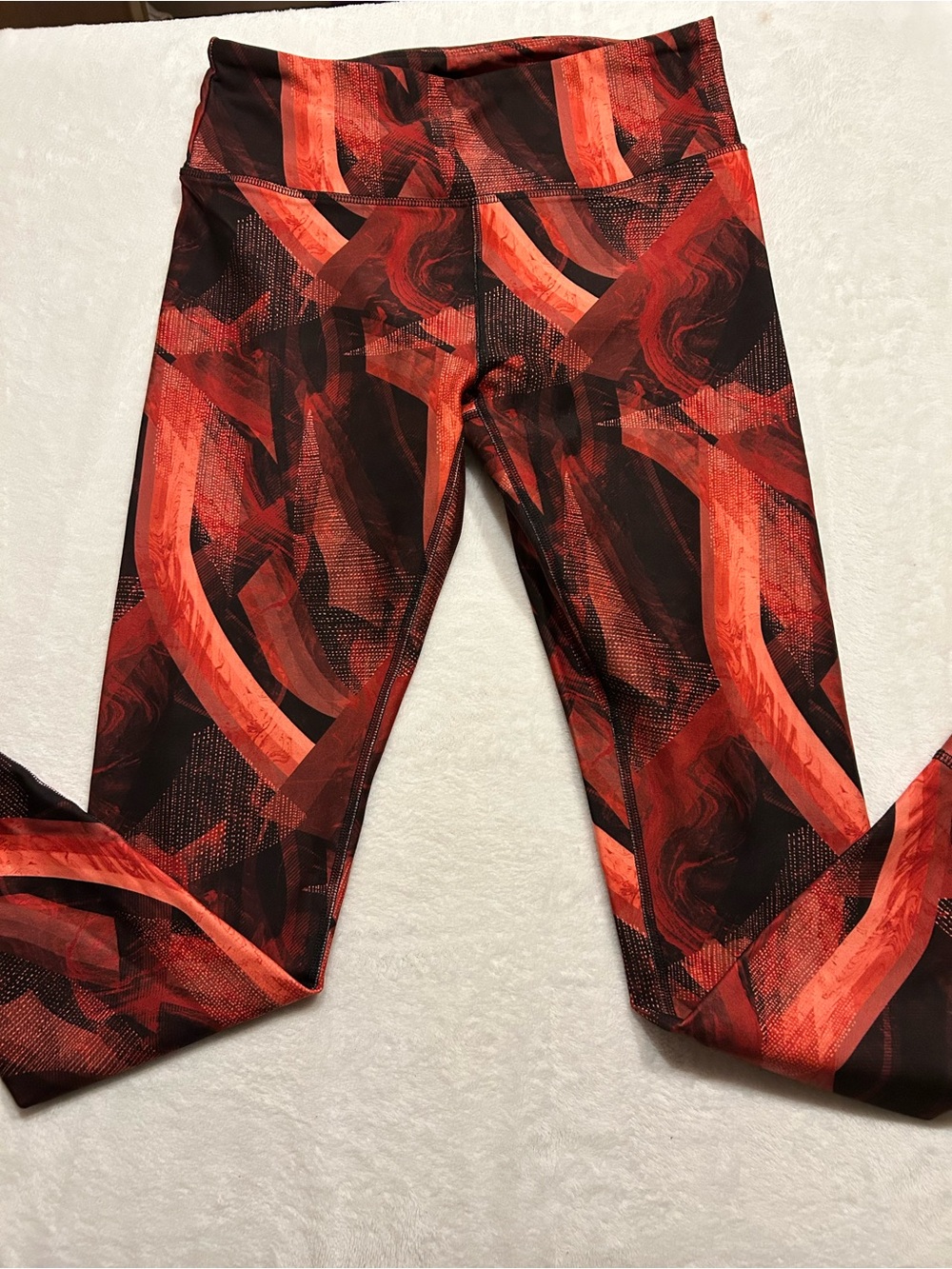 Marika Women's High Rise  Leggings L Black Orange Abstract Stretch